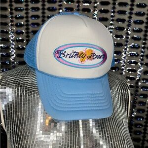 Handmade Britney Spears Blue and White Trucker Hat